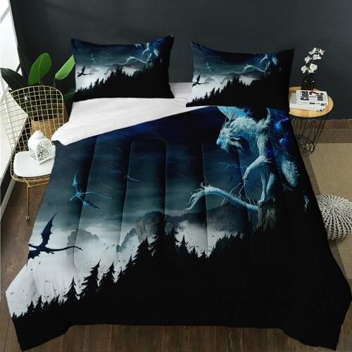 Nordic Modern Style Flying Dragon Quilt Twin Queen Fall Size Comforter Winter Autumn Warm Thick Solid