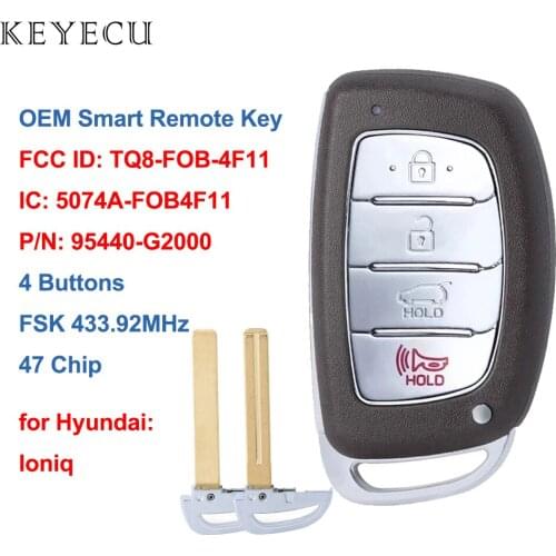 Keyecu OEM Part Smart Remote Key Fob 433Mhz 47 Chip for Hyundai Ioniq Electric Hybrid 2017 2018 2019 TQ8-FOB-4F11, 95440-G2000