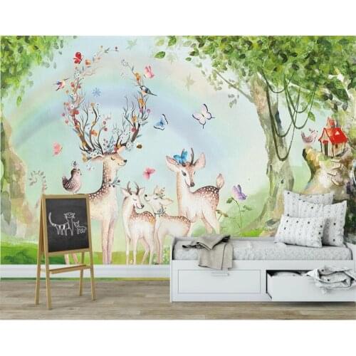 Custom wallpapers mural cartoon rainbow animal forest plants childrens room bedroom TV background walls mural 3d wallpaper
