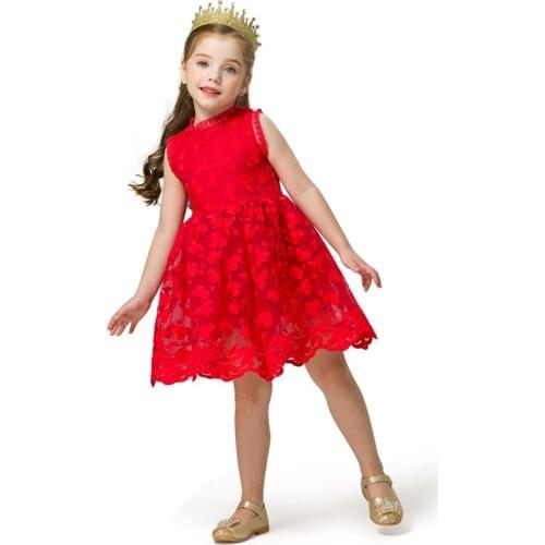 Sleeveless Christmas Girls Dress Tutu Red Christmas Clothes New Year Party Gown Christmas Cartoon Kids Dresses For Girls 2-6T