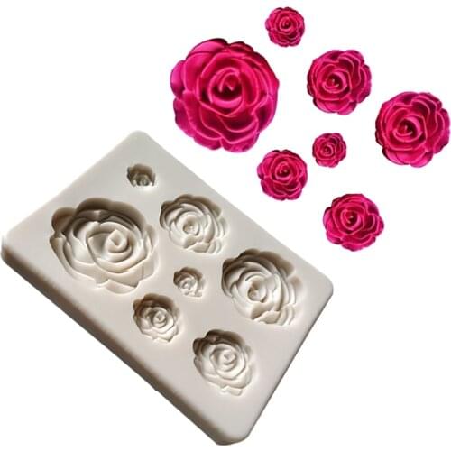 Rose Flowers Silicone Mold Reusable Cake Chocolate Mold Wedding Cake Decorating Tools Fondant Sugarcraft Cake Mold 9CM