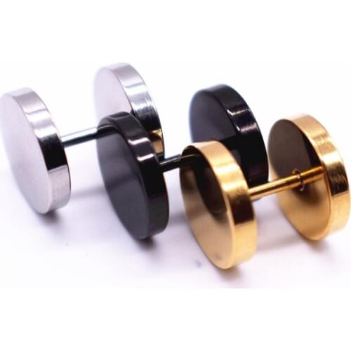 1pair Three colors Round Alloy Stud Earrings For Men And Women Fashion Jewelry