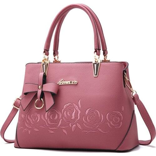 Luxury Large Embroidery Bags Elegant Women Bags Handbag Shoulder Bag Messenge Crossbody Famous Brand PU Leather Lady Top-Handle