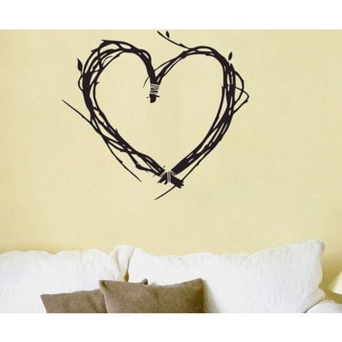 ZOOYOO ValentineS Day Heart Wall Stickers Tree Twigs Vinyl Removable Creative Home Decor Living Room Decoration