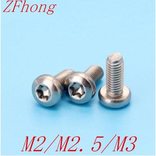 Torx Pan Head Screw 1000PCS m1.6 M2 M2.5 m3*L 304 Stainless Steel torx Six-Lobe Round Head Machine Screws