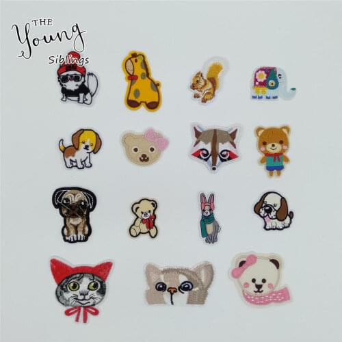 High quality Cartoon Mix Hot melt adhesive Patches Animals Embroidered Applique Clothing Badges DIY Sticker Decorate Accessory