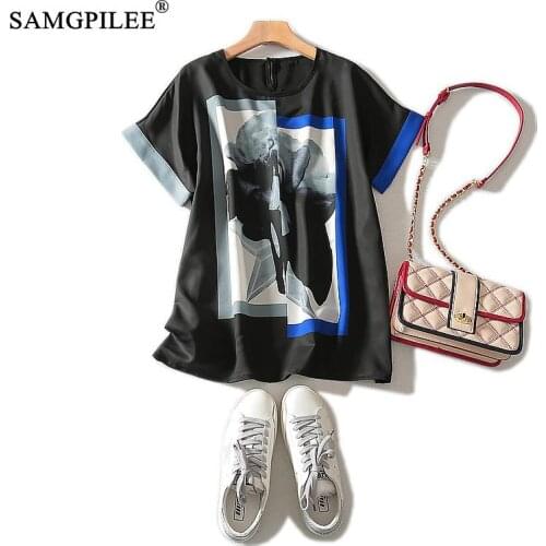Tops Women 2020 T-shirty Damskie Casual Women Clothing Summer Chiffon Oversized T Shirt Short Sleeve Print O-neck Shirts Womens