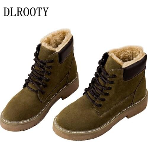 Women Snow Boots Ankle Winter Warm Short Plush Outdoor Female Casual Shoes Flats Fashion Platform Round Toe Lace Up
