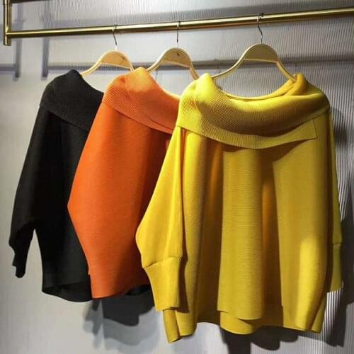 Miyake pleated lapel bat long sleeve top fall 2021 women winter bottoming shirt loose womens sweater trend plus size t-shirt