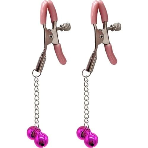 1 Pair Metal Bell Nipple Clamps With Chain Clips Flirting Teasing Sex Flirt Bondage Kit Slave Bdsm Accessories