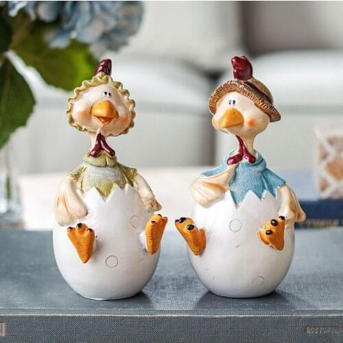 2PCS NORDIC HOME DECORATION ORNAMENTS MINIATURE MODEL EGG CHICKEN FIGURINE RESIN DESK DECOR ACCESSORIES ANIMAL CRAFTS KIDS TOYS