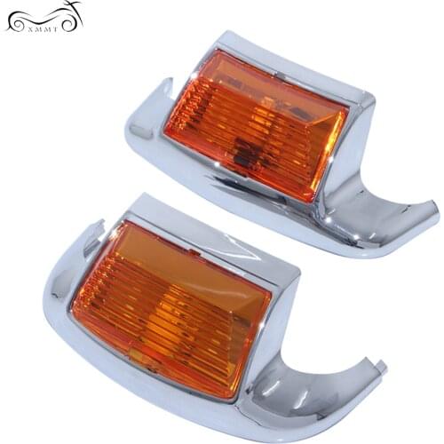 2PCS Motorcycle Front Rear Mudguard Trim Fender Tip LED Light Amber For Harley Touring FLHT FLT FLHS FLHR 80-13 FLSTC FLSTN