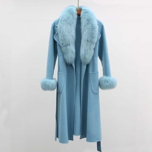 2021 Winter Women Fashion Shawl Collar Cashmere Coat High Quality Solid Wool Overcoat