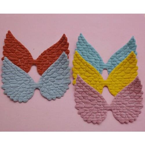 30pcs/lot 9.5*6.5cm Striped velvet big angel wings padded Appliques for Handmade DIY clothing and childrens hair accessories