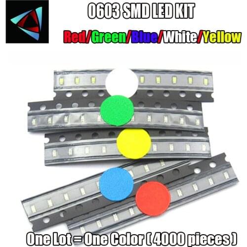 350pcs SMD LEDs Diode 0603 Assorted Diod LED Light Emitting 0603 Diodes RED Orange Jade-green White Green Blue Yellow 50pcs Each