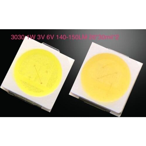 5000pcs/lot 3030 Lamp Beads 3V 6V White Light Warm White Light 26*30MIL*2 1W 140-150LM 3030 PTC Copper Bracket