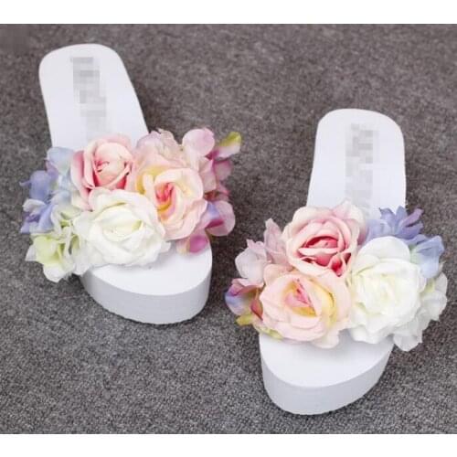 Bohemian villa word procrastinates summer cool high thick wedge bottom anti-slip with ms beach slippers