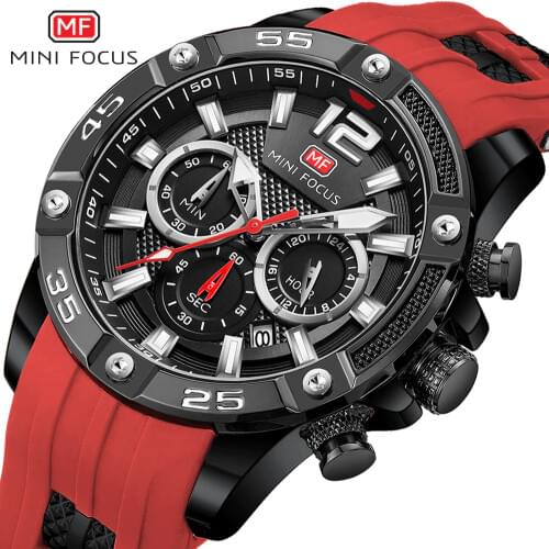 MINI FOCUS Fashion Chronograph Sport Watch Men Waterproof Mens Watches Luxury Top Brand Quartz Watch Military Silicone Strap