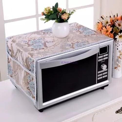 SRYSJS Europe Embroidery Dust Cover Microwave Oven Cover Kitchen Oven Hood Microwave Towel Storage Bag Anti-oil Protective Cover