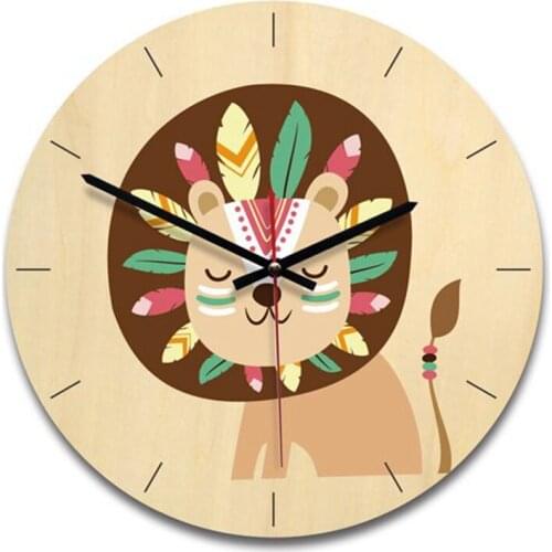 Children Kids Room Living Room Wall Clock Cartoon Lion Wall Clock 11Inch Nursery Photo Props