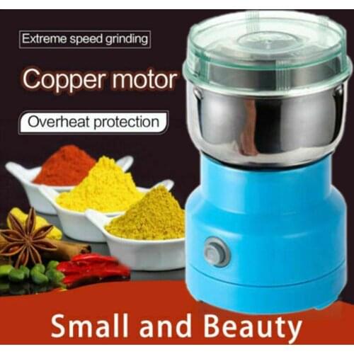 Electric Stainless Steel Coffee Bean Grinder Blue Home Grinding Milling Machine Coffee Accessories National Version