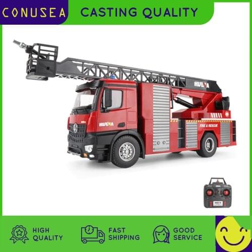 HUINA Toys Car 1/14 Rc Truck Fire Truck Water Spray Car Ladder 22Ch 2.4G Radio Controller Cars Simulation Sound Lights Boys Toy