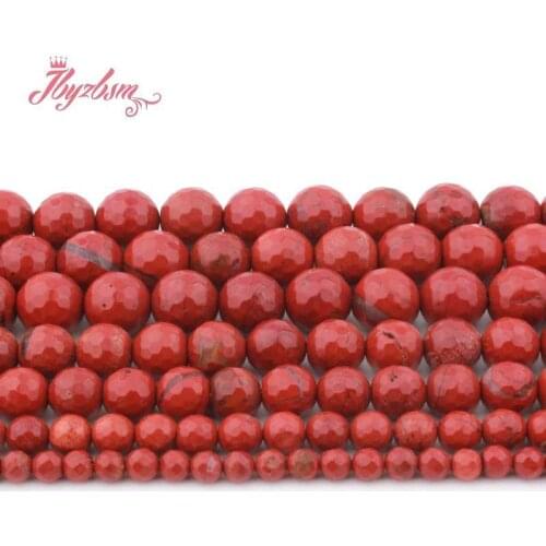 JBYZBSM Natural Jaspers Round Faceted Loose Bead Spacer Stone Beads For DIY Necklace Bracelets Jewelry Making Strand 15" 6/810MM