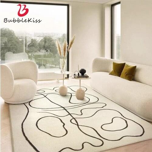 Bubble Kiss Geometric Line Carpets For Living Room Modern Abstract Artist Bedroom Home Decoration Rug Coffee Table Lamb Wool Mat