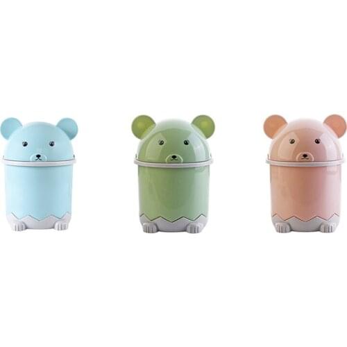 Creative Cute Desktop Trash Desktop With Lid Small Paper Basket Mini Flip Plastic Trash Can