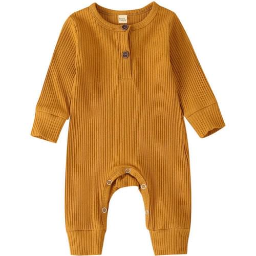 Summer Unisex Newborn Baby Clothes Solid Color Baby Rompers Cotton Long Sleeve Toddler Romper Infant Clothing 3-18 Months Outfit