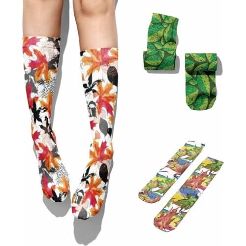 Fashion Maple Leaf Leaf Pattern Cotton Socks For Women Novelty Artistic Casual Ladies Men Socks Fall Comfortable Female Socks