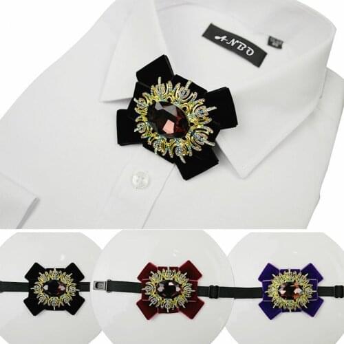 Fashion Necktie Groom Korean Diamond Handmade Bow Ties Luxury Wedding Birthday Party toastmaster Gifts Elegant Butterfly Bow Tie