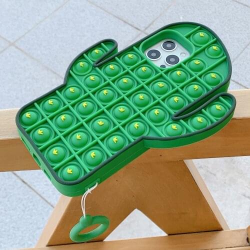 Fashion Cactus Silicone Phone Case For iPhone 4 4S 5 5S SE 6 6s 7 8 Plus X XR XS 11 12 Pro Max Reliver Stress Soft Back Cover