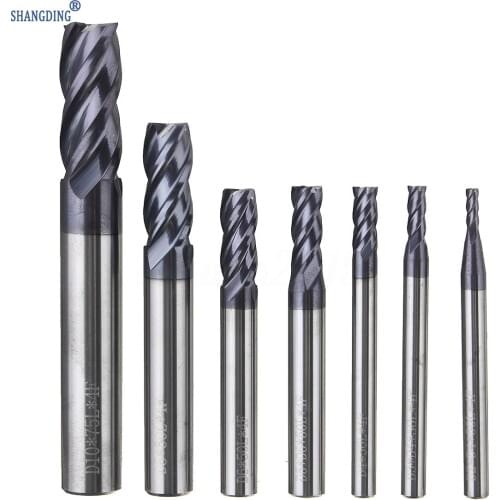 7pcs Solid Carbide 4 Flute End Mill Set Straight Shank Milling Cutter Drill Bit For CNC Milling Machine