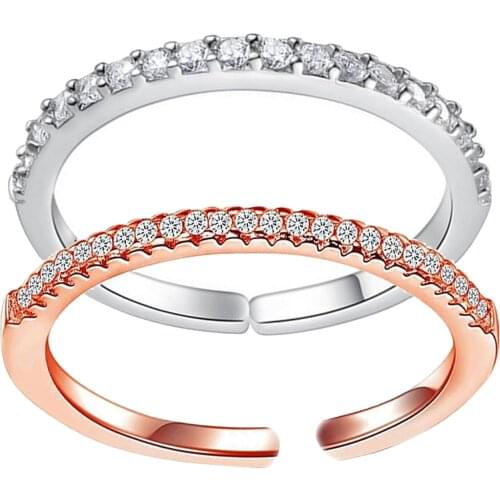 New Minimalist Rings Fashion Couple Ring Rhinestones for Finger Women Wedding Jewelry 2mm