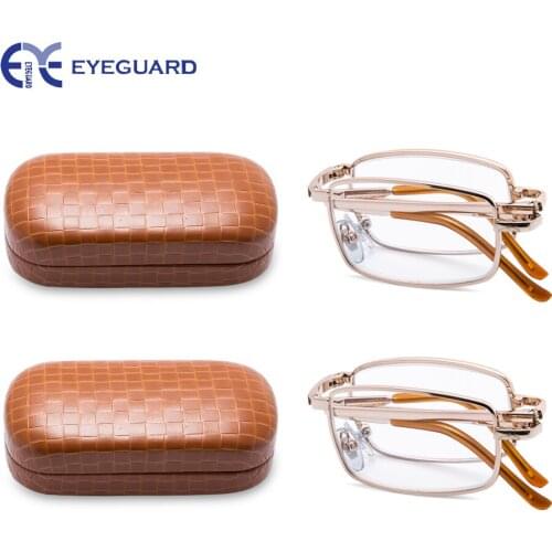 EYEGUARD Reading Glasses Metal Folding Readers Classic Mini Size Foldableb Gold Unisex