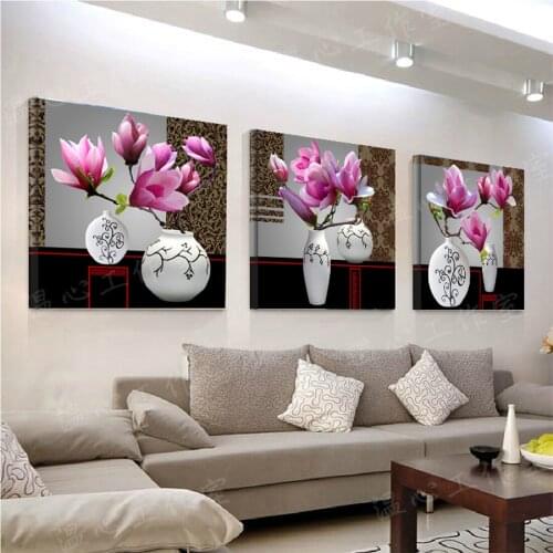 Printed Painting modern home decorative Painting Magnolia Painting on canvas 3 Panel Wall art With Framed W0159