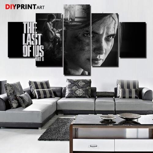 The Last of US Part II Guitar Girl 5 Panel Wall Decor Game Posters Canvas Wall Art Paintings for Living Room Home Decoraion
