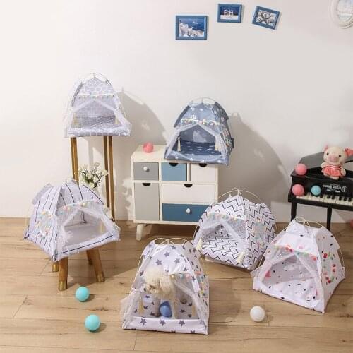 Pet suppliesSummer pet tent nest removable and washable semi-closed net red pet nest small and medium-sized dog cat bed