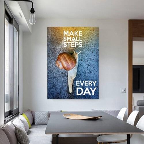 Inspirational Quotes Poster Make Small Steps Everyday Snail Pictures for Wall Success Motivational Poster Canvas Print Custom