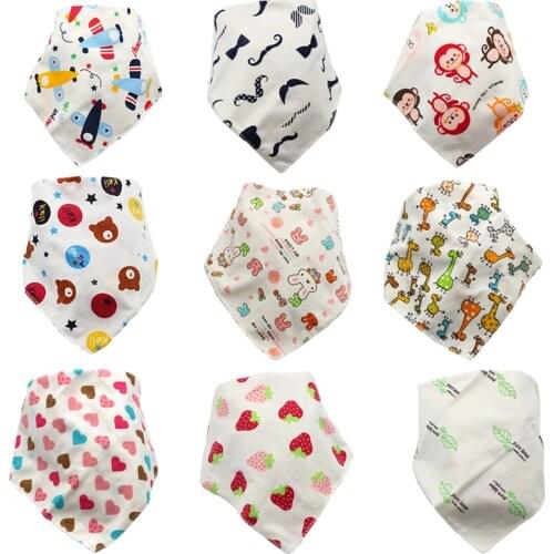 Baby Bibs Triangle Cotton Cartoon Child Baberos Bandana Bibs Babador Dribble Bibs Newborn Slabber Absorbent Cloth Burp Cloth