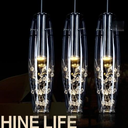 Modern Stainless Steel Fixture led Lights Creative Restaurant Crystal Pendant Lamp For Dining Room Lustres De Teto Luminaire