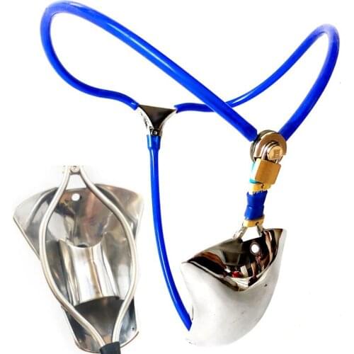 Super Invisible Male T Style Adjustable Stainless Steel Chastity Belt With Cock Penis Cage Anal Plug Adult Bondage Sex Toy 113