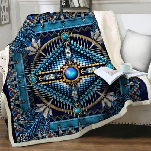 Gorgeous ethnic style Thicken Blankets Bedspread kids room Plush Throw on Bed Sofa Soft Sherpa Fleece Blankets quilts cover gift