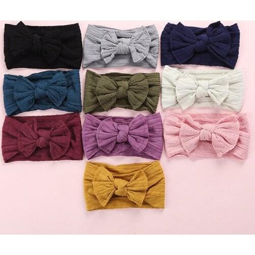 Cable Knit Nylon Bow Headwrap One size fits all soft nylon headbands Wide nylon headband Baby Knot bow head wraps HB311S