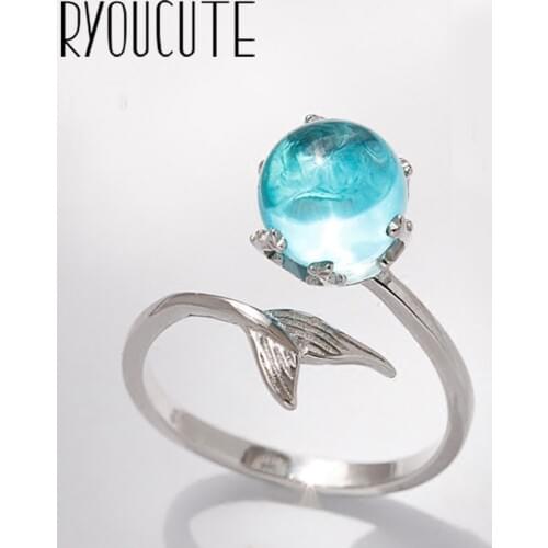 Fashion Mermaid Tail Ring for Women Statement Jewelry Finger Fish Ring
