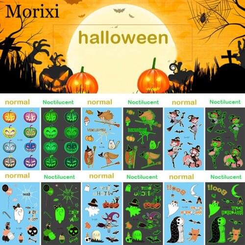 1 sheet Halloween tattoo sticker for kids cat pat pumpkin pattern funny style DIY water transfer temporary tattoo sticker RA037