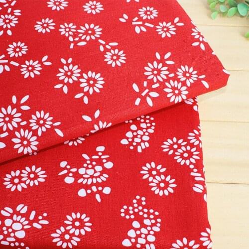 1meter Cotton Fabric Red Printed Flowers Designs Twill Material Sewing Bedding Wedding Design Clothing Material Home Decoration