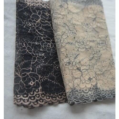 1 Meter Width 22cm Beige Black Smooth Floral Embroidery Mesh Ribbon DIY Apparel Sewing Fabric Garment Decoration Lace Trim Tape
