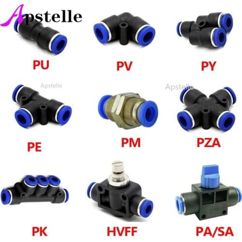 1PC T/Y/L/Straight Type Pneumatic Push In Fittings For Air/Water Hose and Tube Connector 4 to 16mm PU/PV/PY/PE/PM/PZA/PK/HVFF/PA